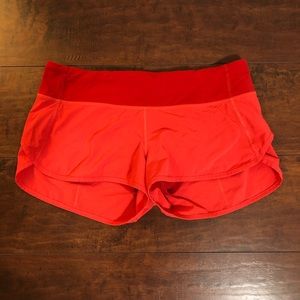 Lululemon orange and red run speed short - size 8